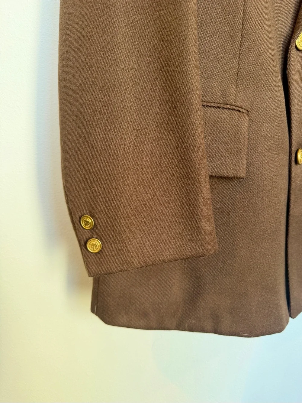 Vintage Pierre Cardin Double Breasted Brown Blazer Gold Buttons Men’s Large